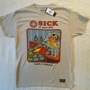 Steven Rhodes Sick of Your Shit Beige Graphic Tee Medium